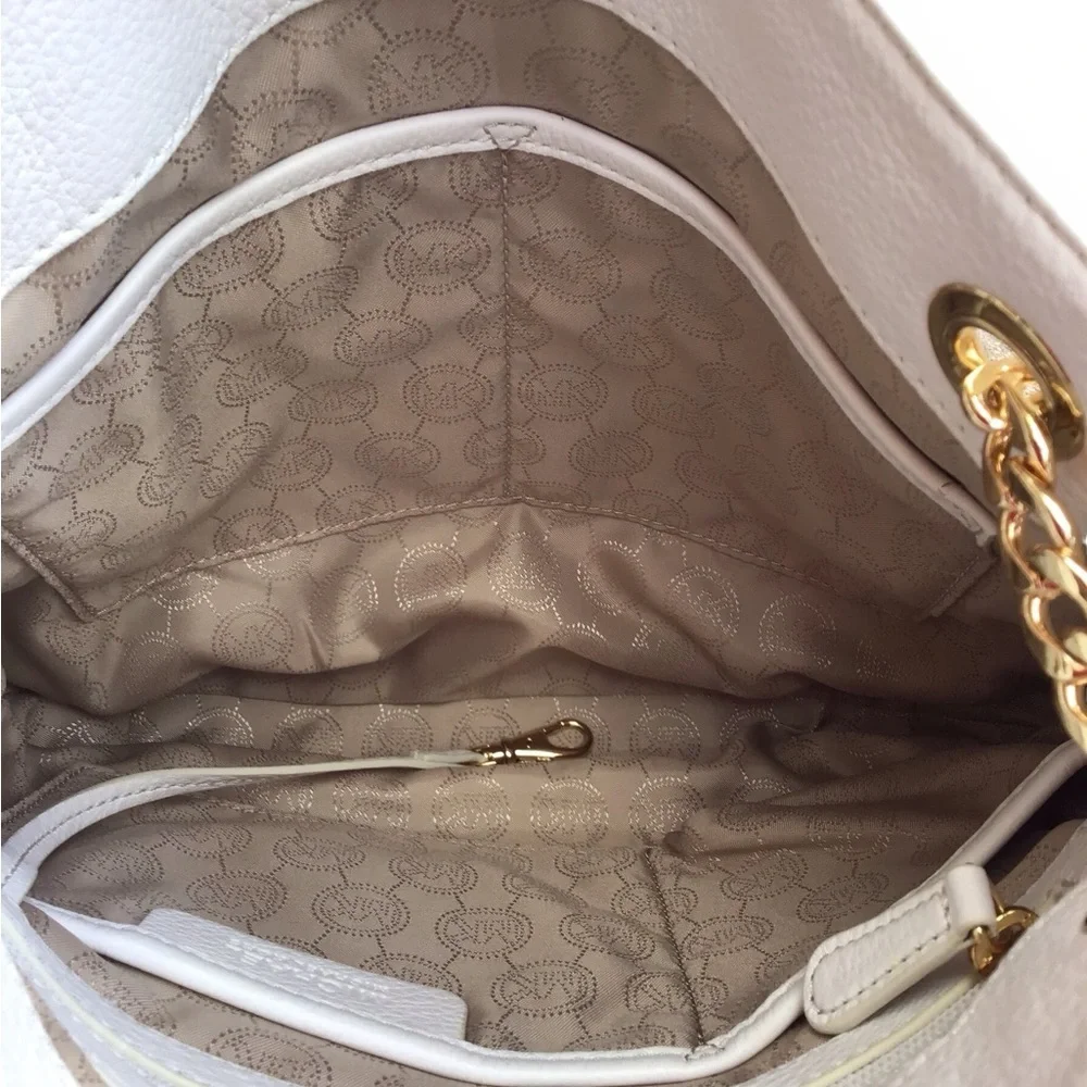 Michael Kors White Leather Jet Set Chain Shoulder Bag